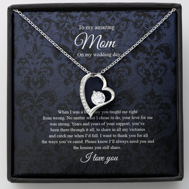 KORAFINA Meaningful Quote Heart, to Mom On My Wedding Day, Mother of The Groom Gift from Son, Mother of The Groom Necklace from Son On Wedding Day On Christmas, Birthday
